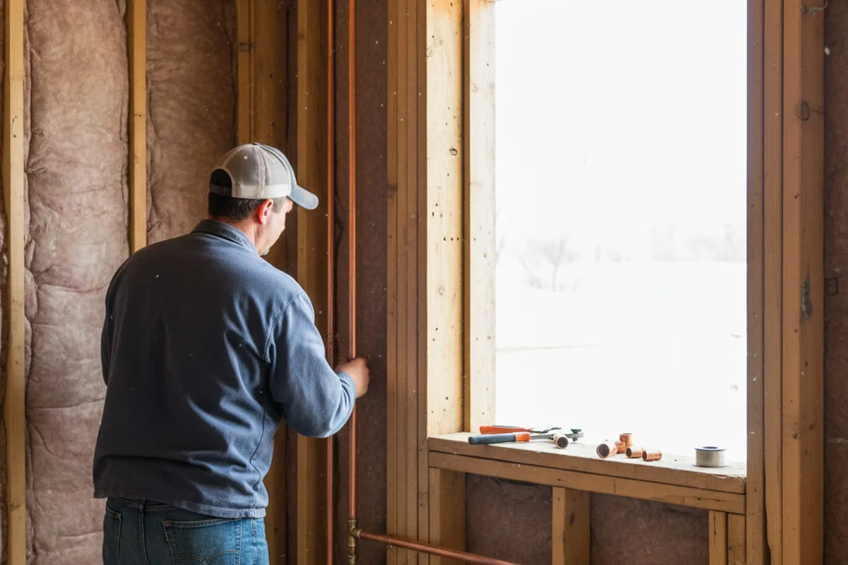 Licensed plumber running new copper supply lines in a Kenai home