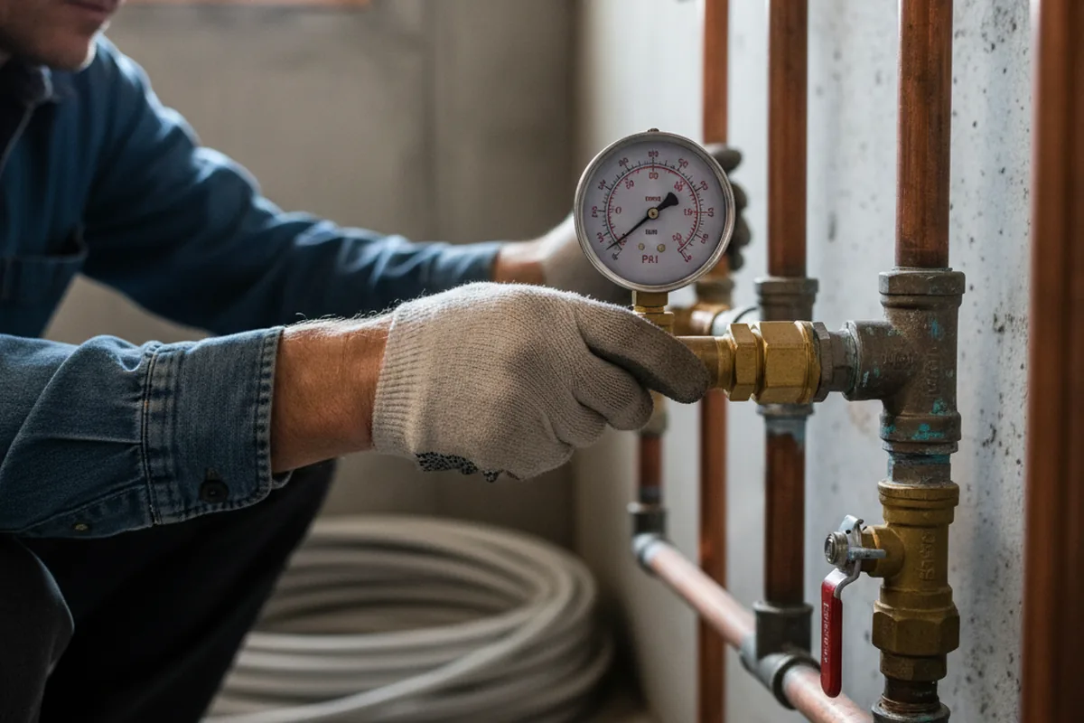Pressure testing a repaired line during Water Line Repair in Kenai